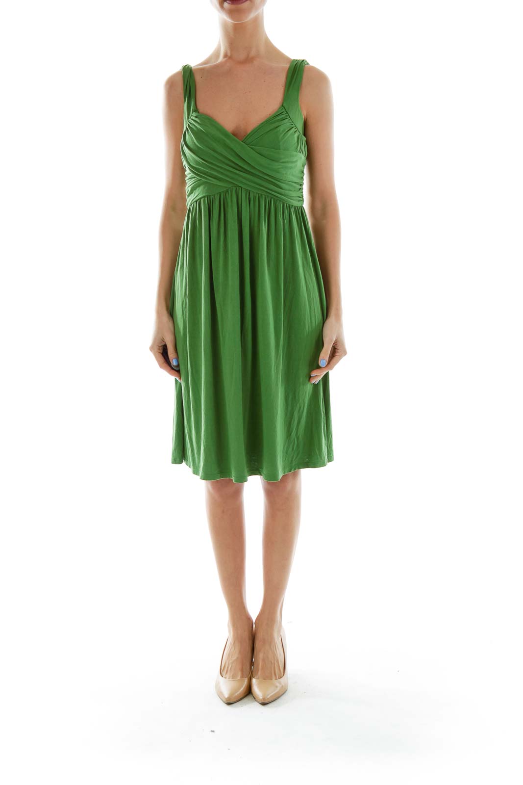 Green Scrunched Top Tent Dress