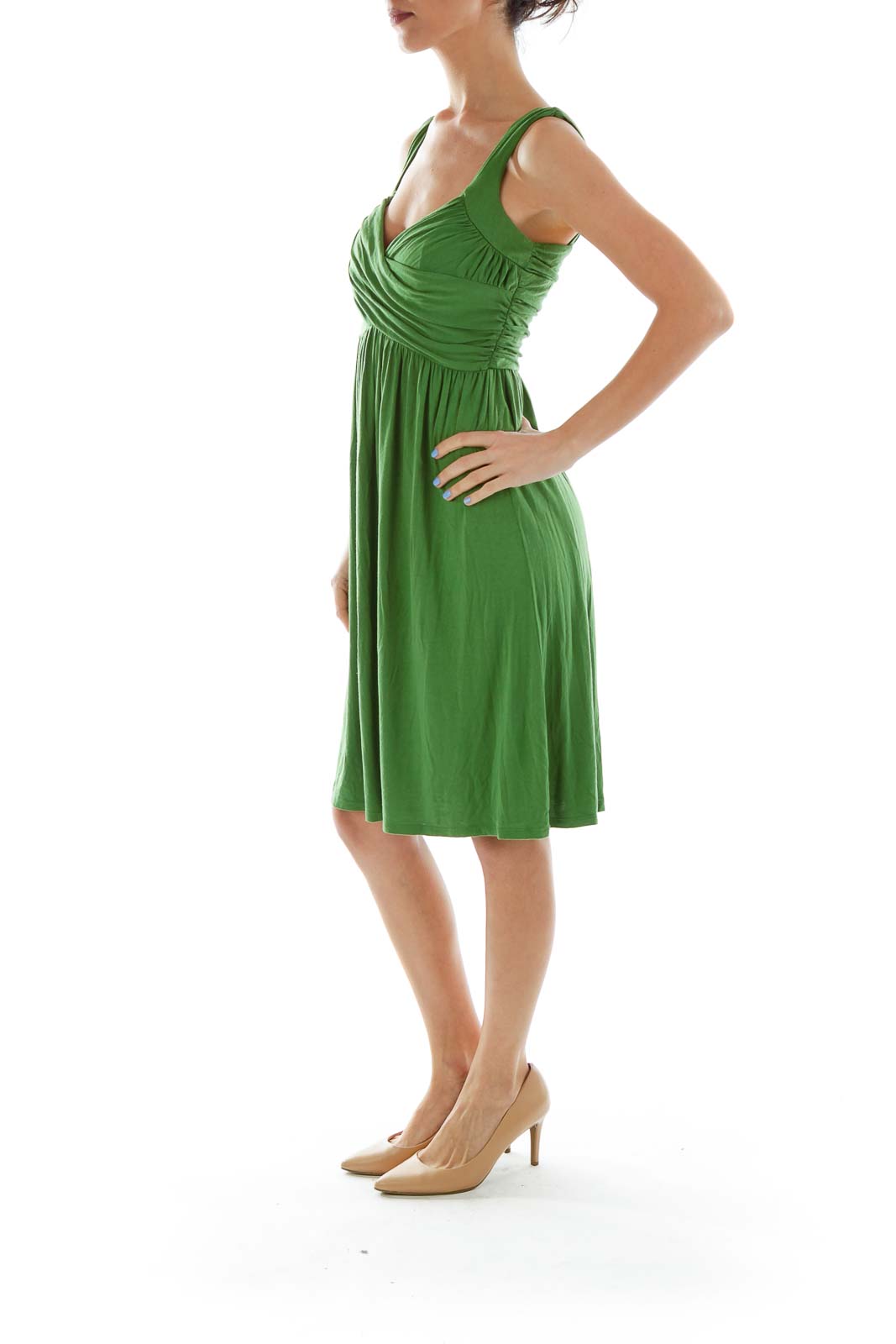 Green Scrunched Top Tent Dress