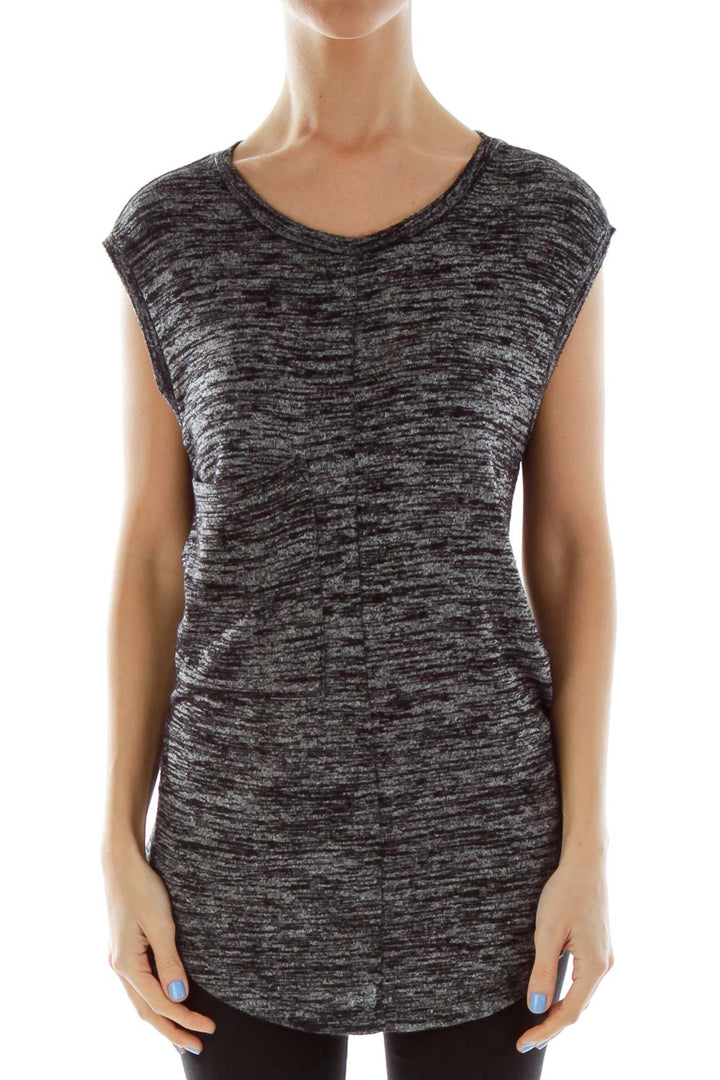 Black Gray Sleeveless Sweatshirt