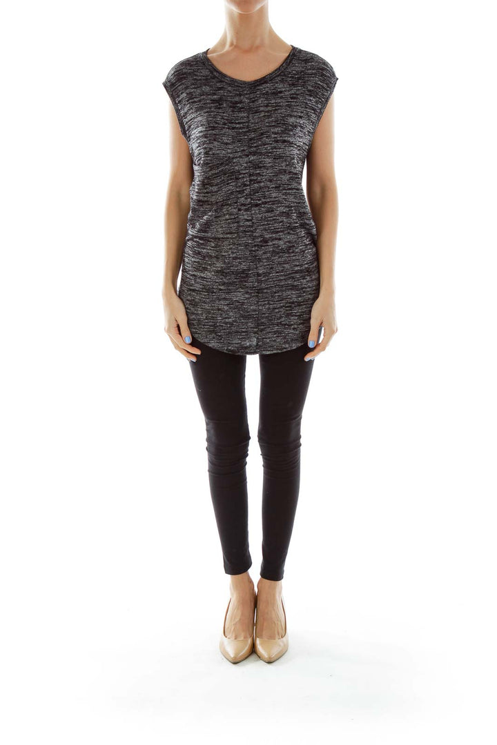 Black Gray Sleeveless Sweatshirt