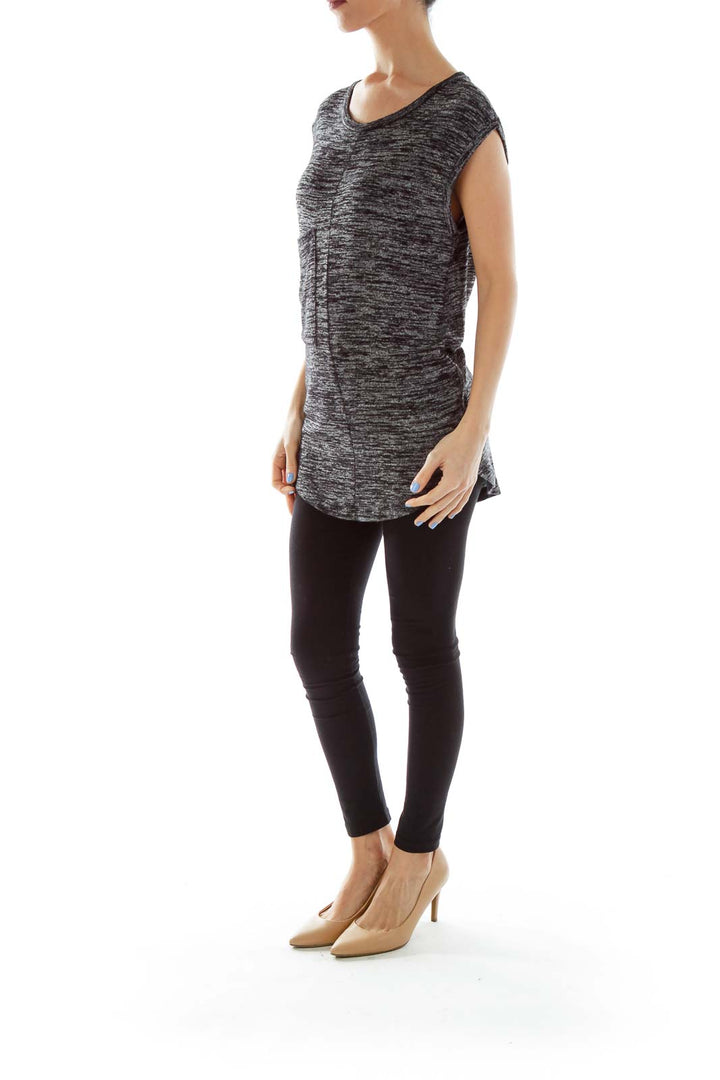 Black Gray Sleeveless Sweatshirt