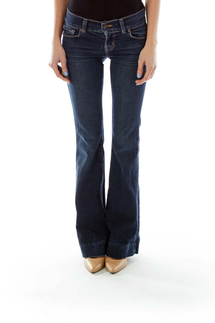 Blue Flared-Leg Jeans