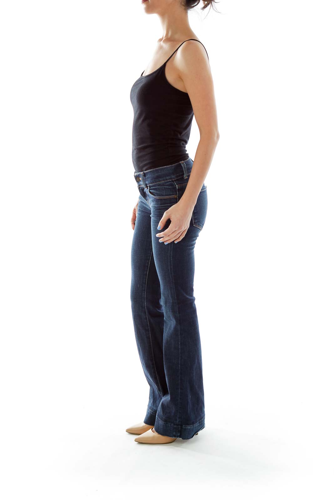 Blue Flared-Leg Jeans