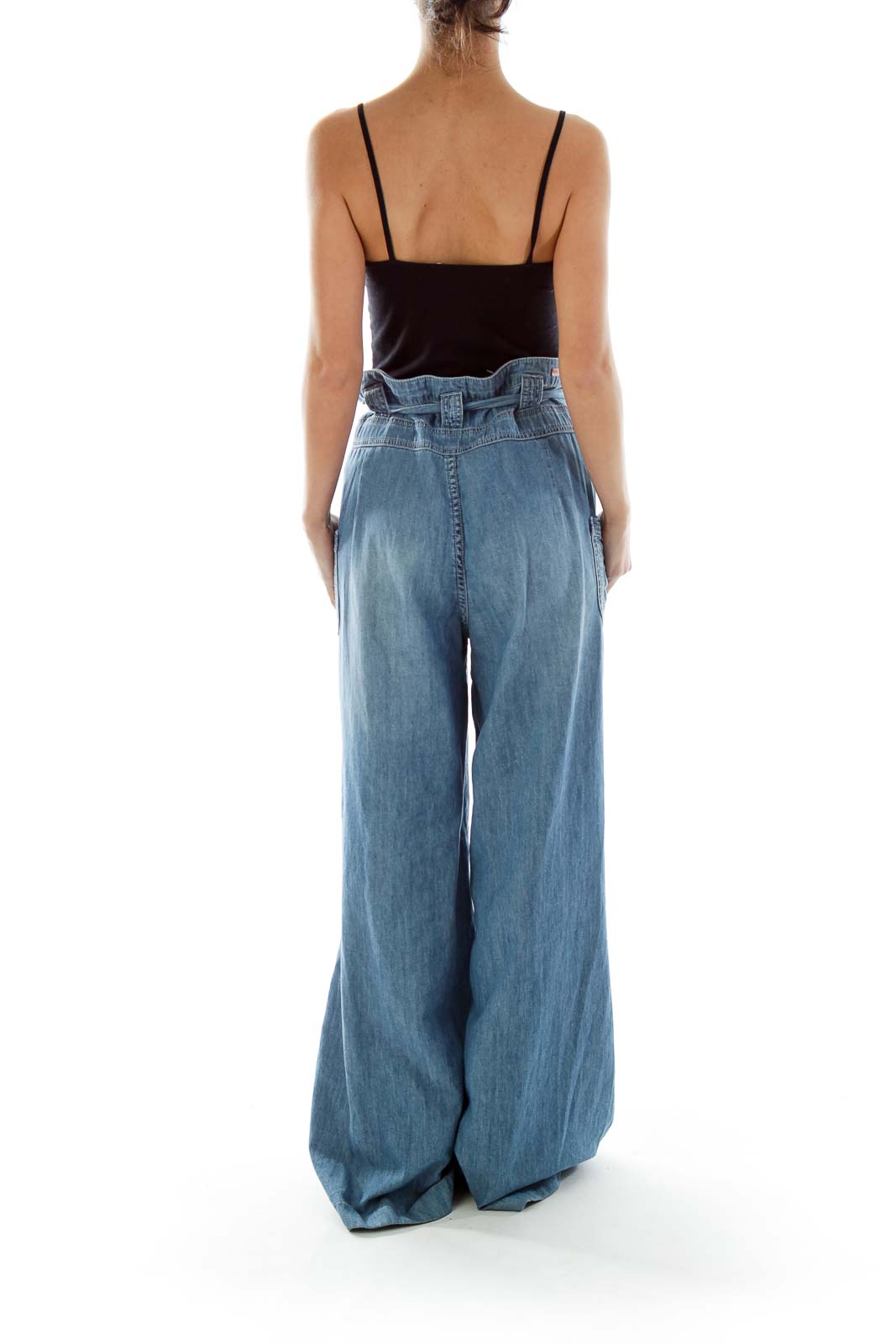 Blue High-Waisted Wide-Leg Jeans