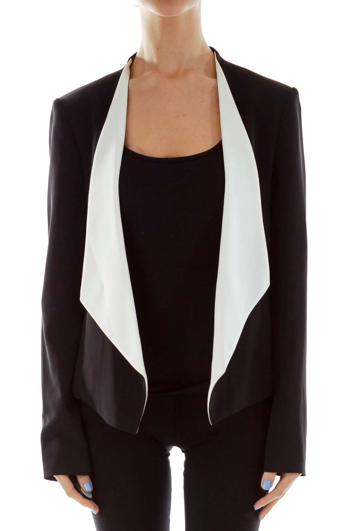 Black White Color Block Blazer