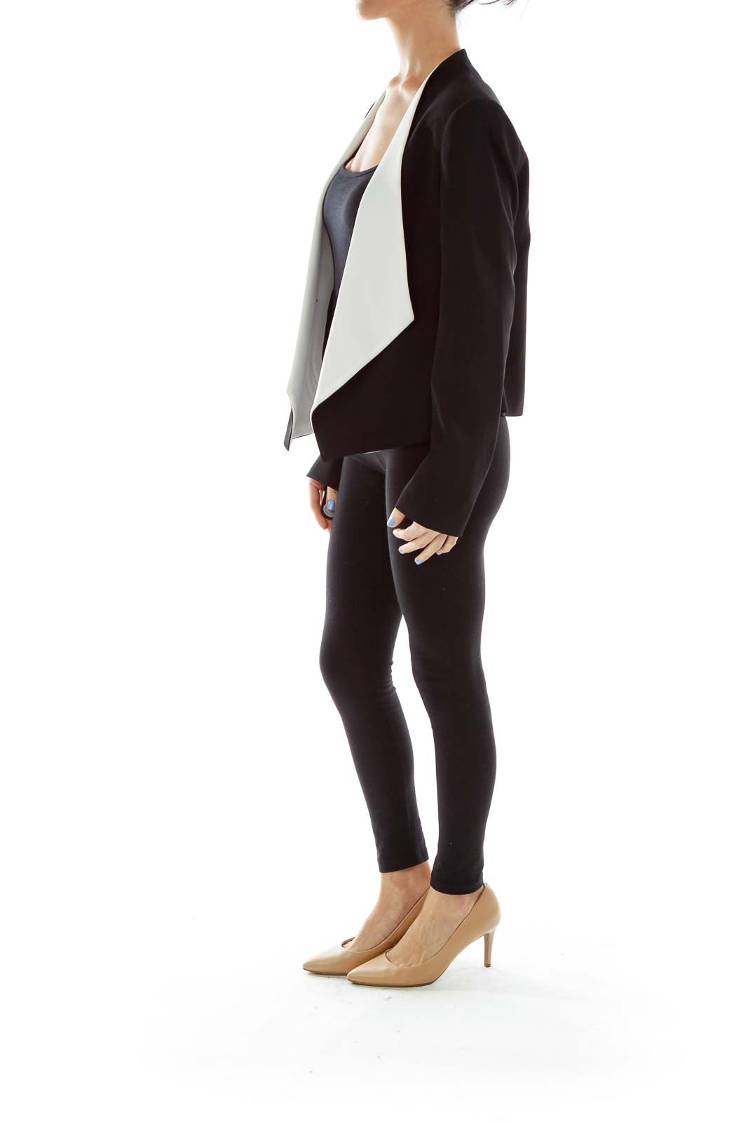 Black White Color Block Blazer