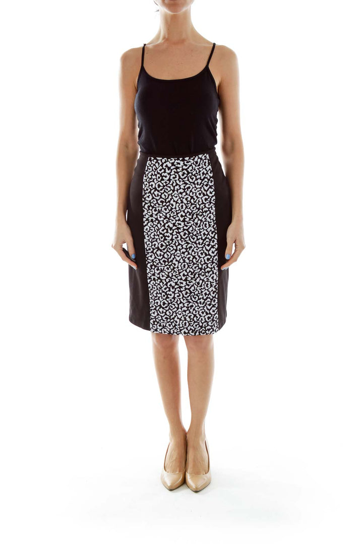 Black White Cheetah Print Pencil Skirt