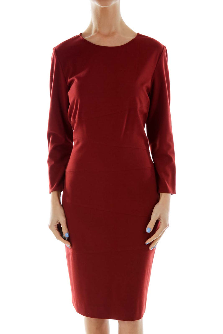 Red Fitted Work Dress