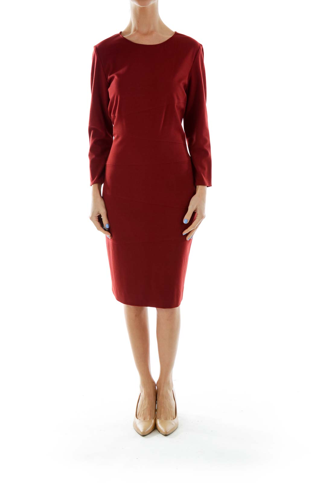 Red Fitted Work Dress