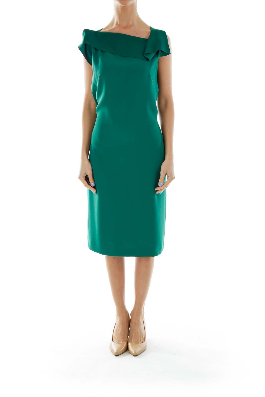 Green Fitted Work Dress