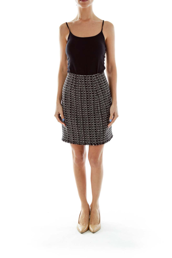 Black White Tweed Pencil Skirt