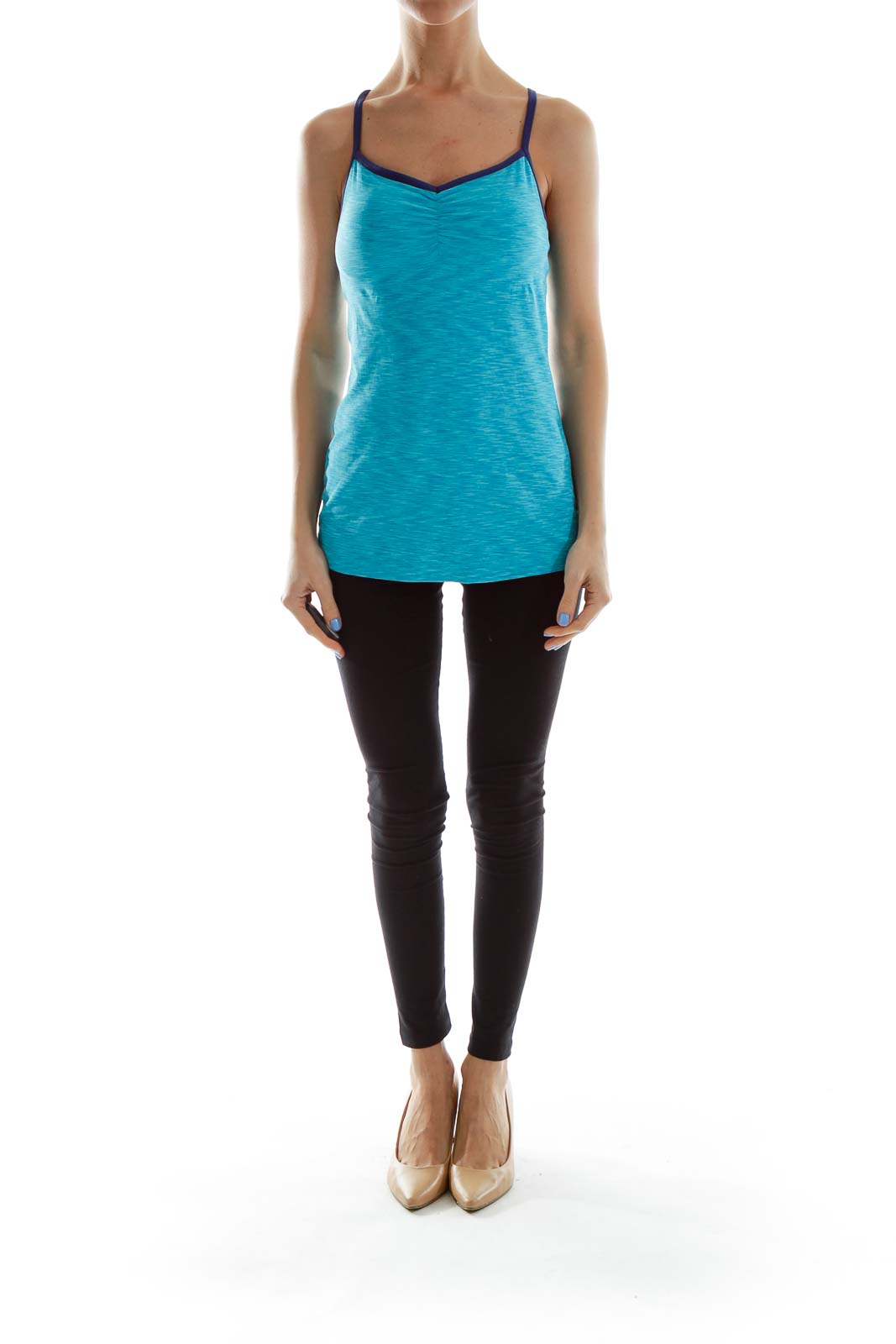 Blue Fitted Activewear Top