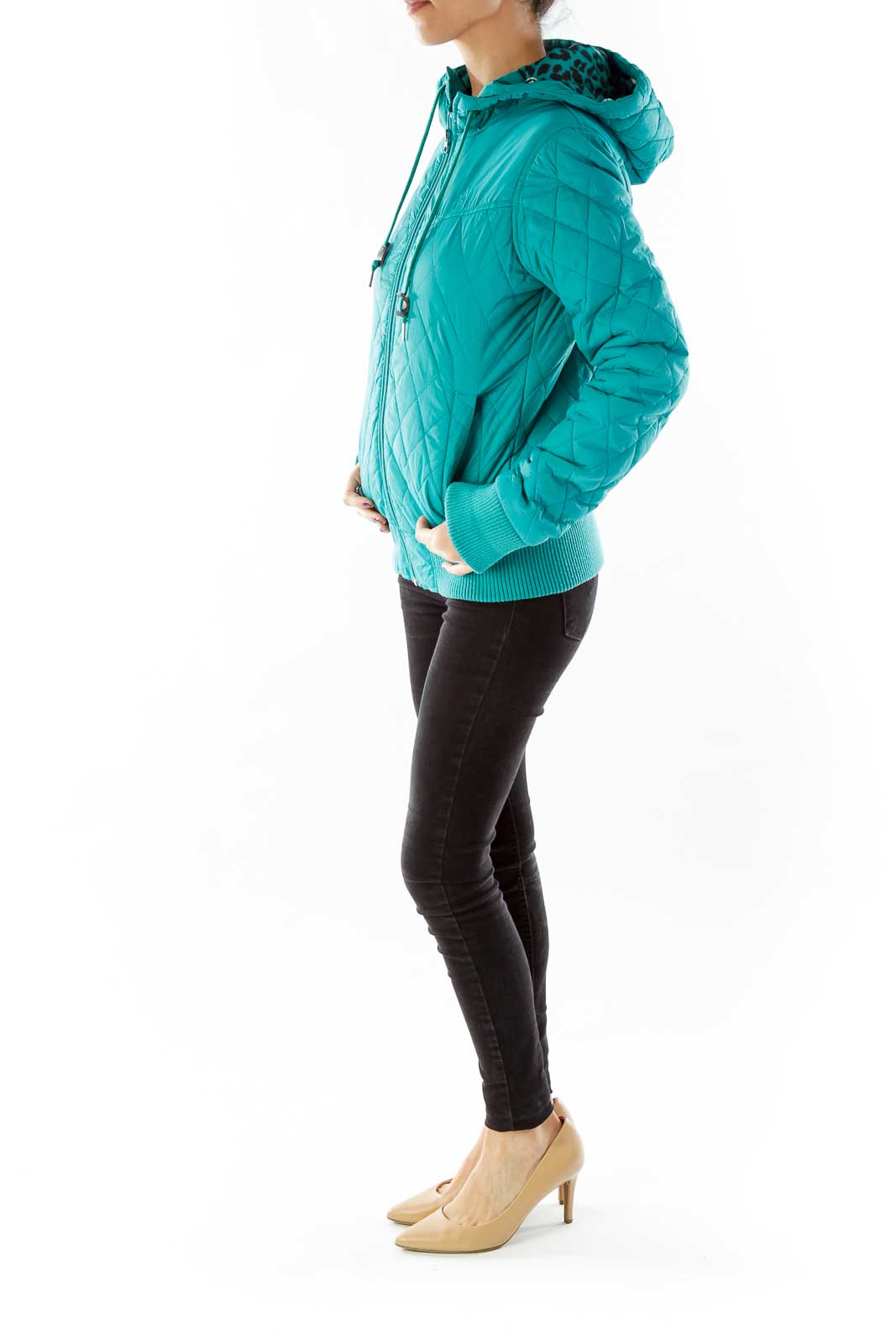 Green Puffy Hooded Jacket