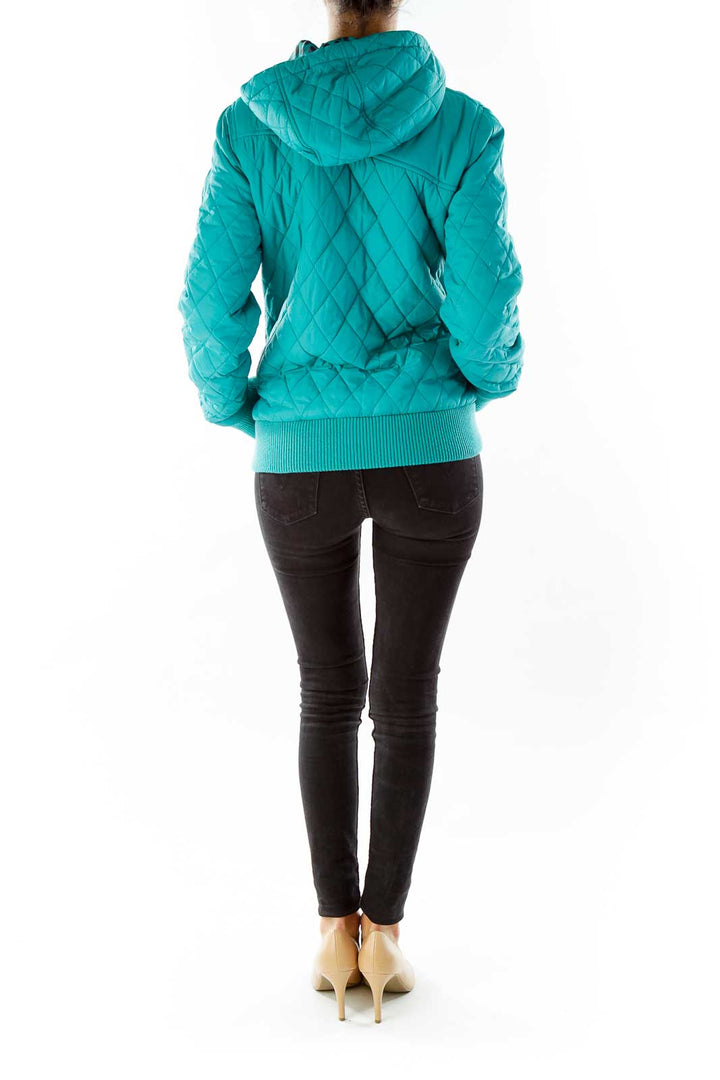 Green Puffy Hooded Jacket