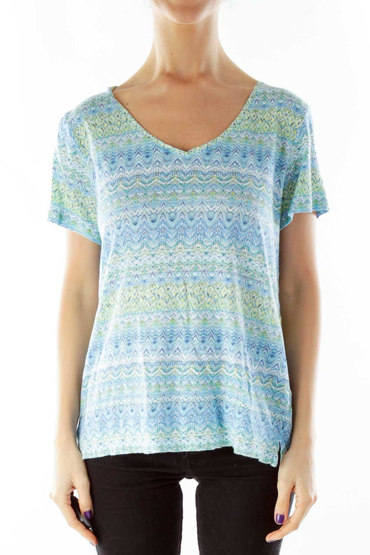 Blue Green Printed Top