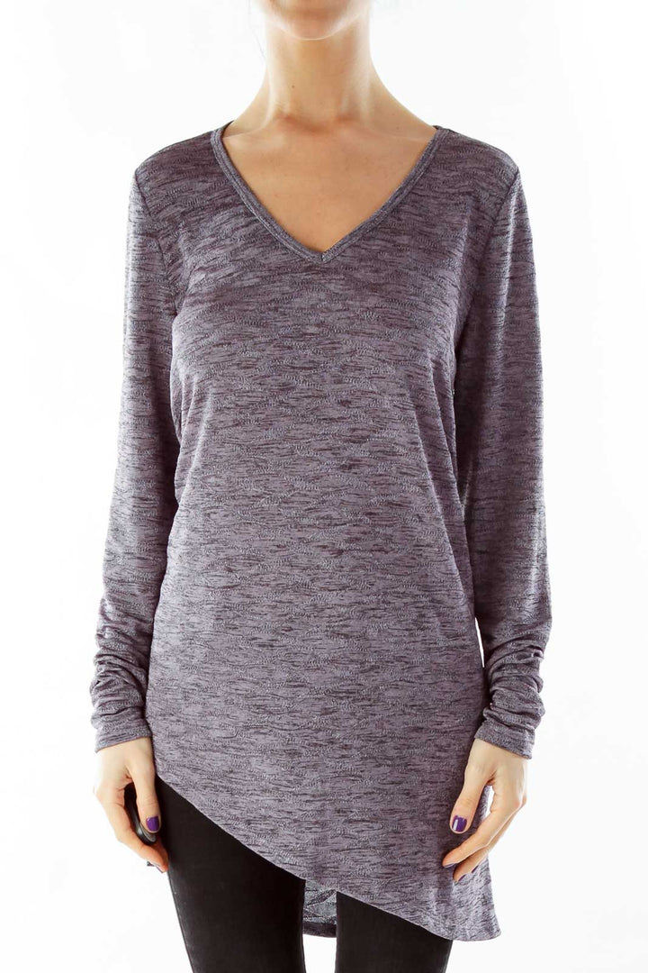 Purple V-neck Sparkle Top