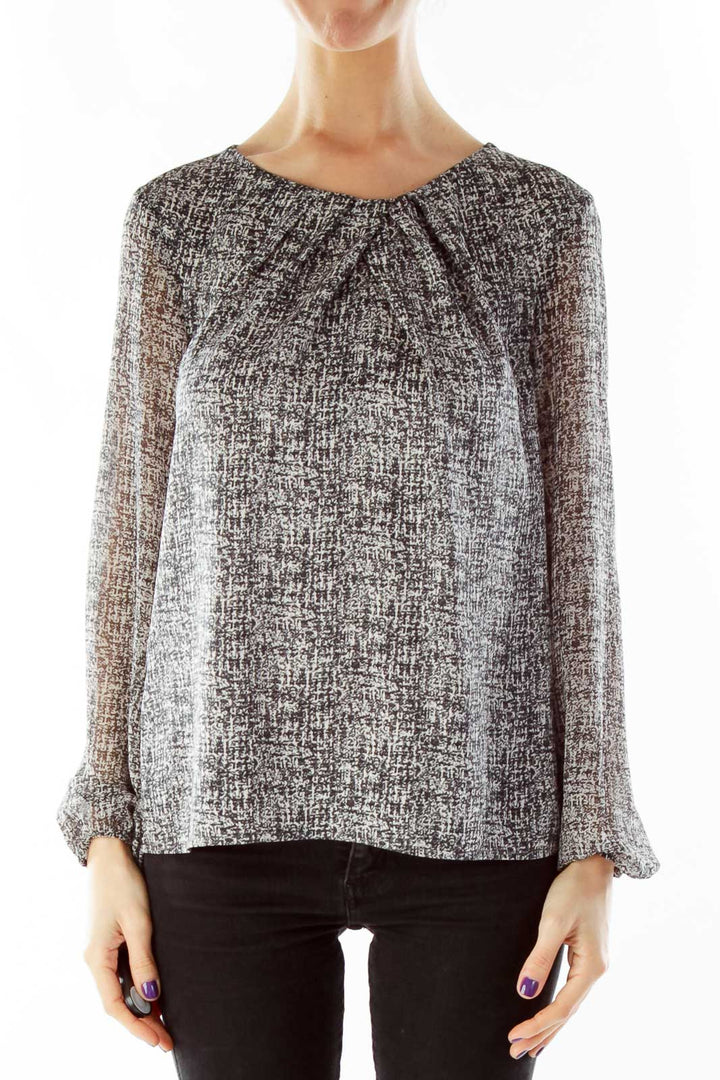 Black Gray Printed Blouse