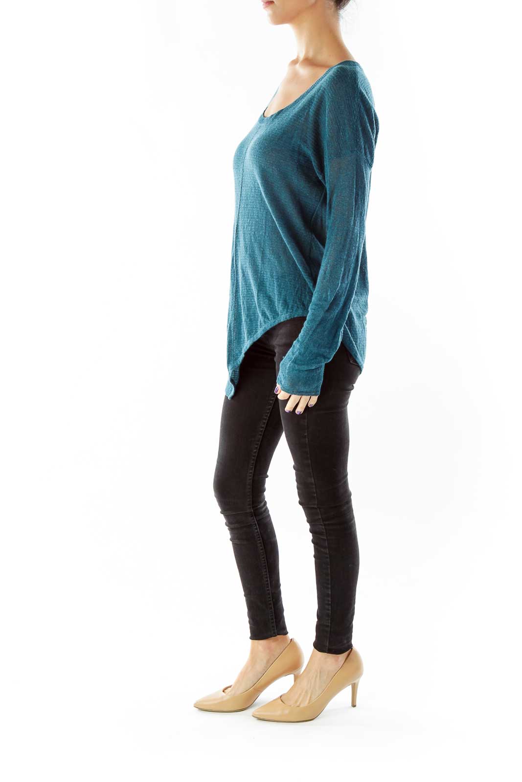 Blue Asymmetrical Knit Top