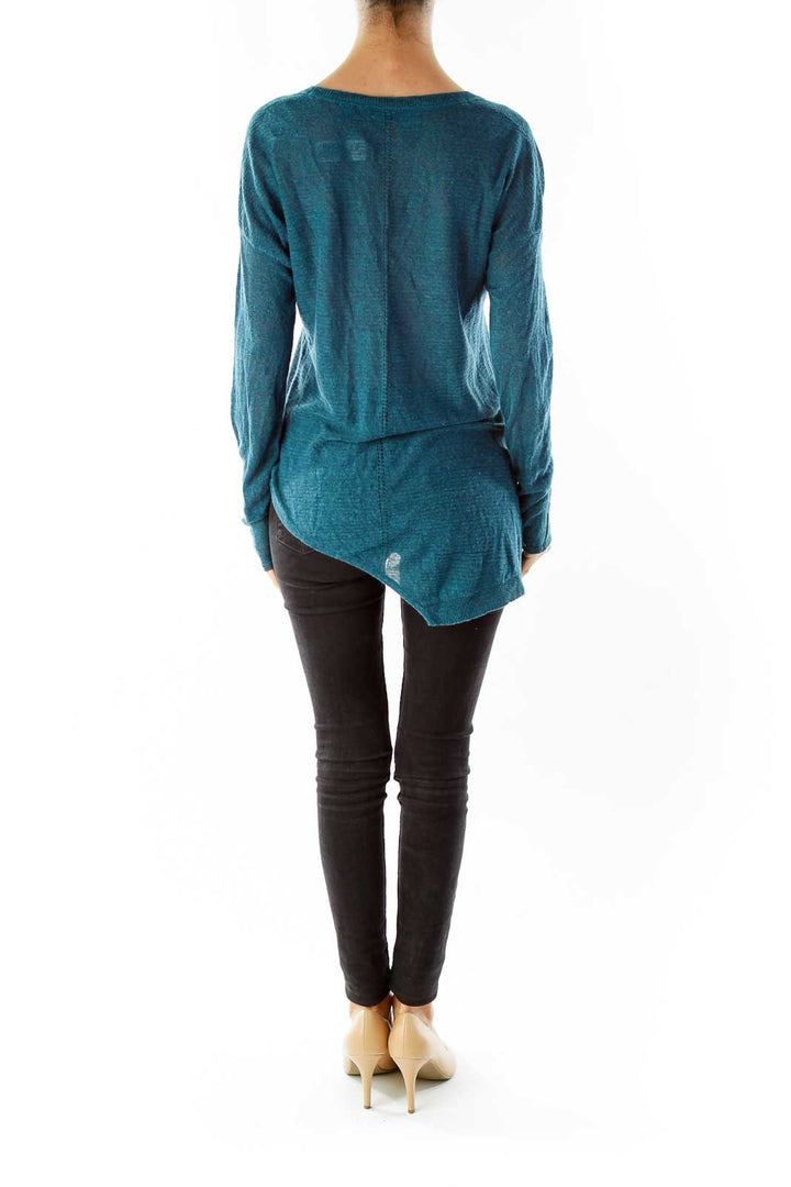 Blue Asymmetrical Knit Top