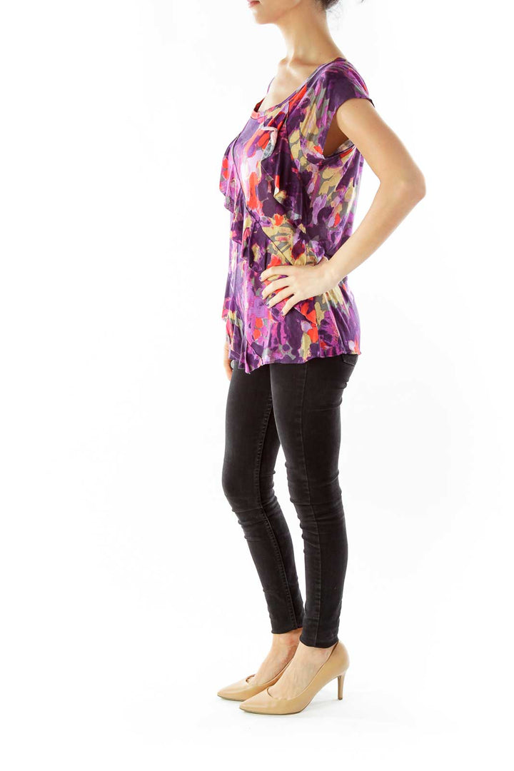 Orange Purple Print Top