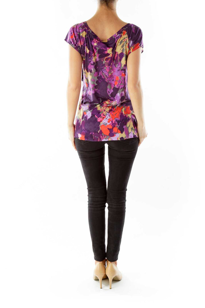 Orange Purple Print Top