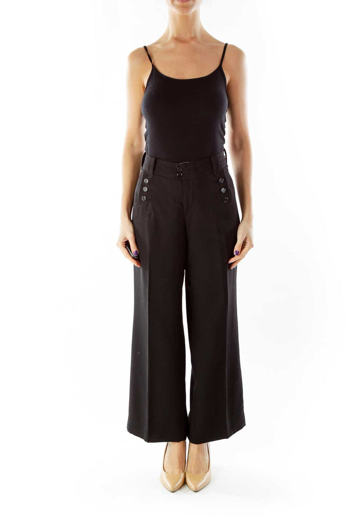 Black Pocketed Wide Leg Pants