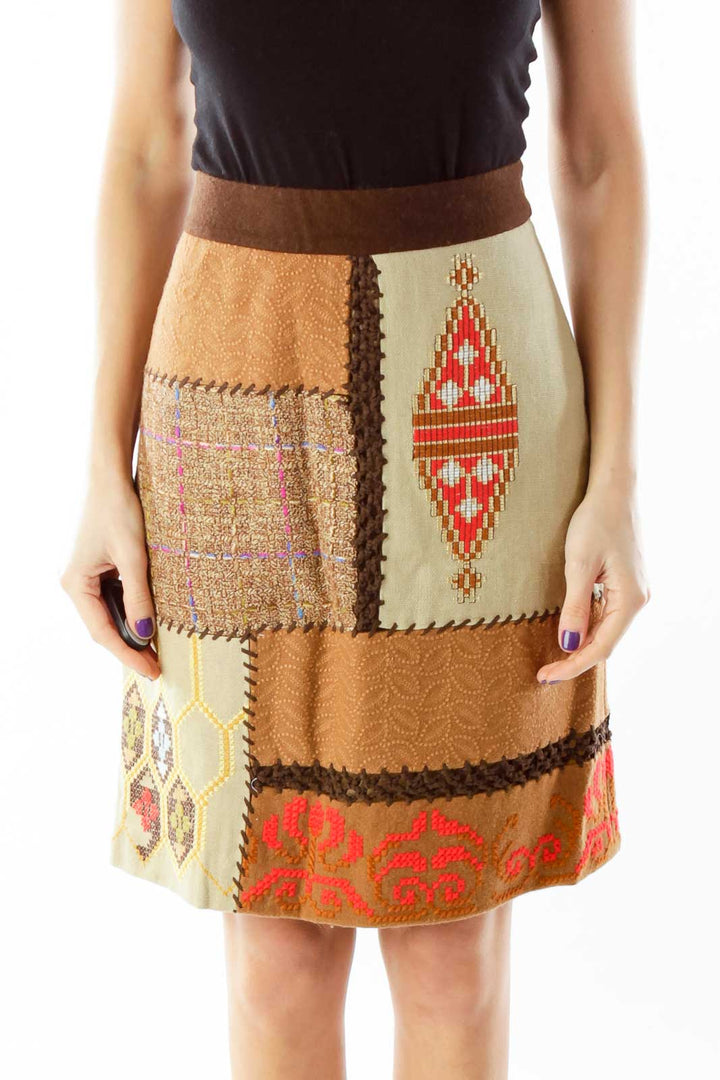 Brown Tribal Pencil Skirt