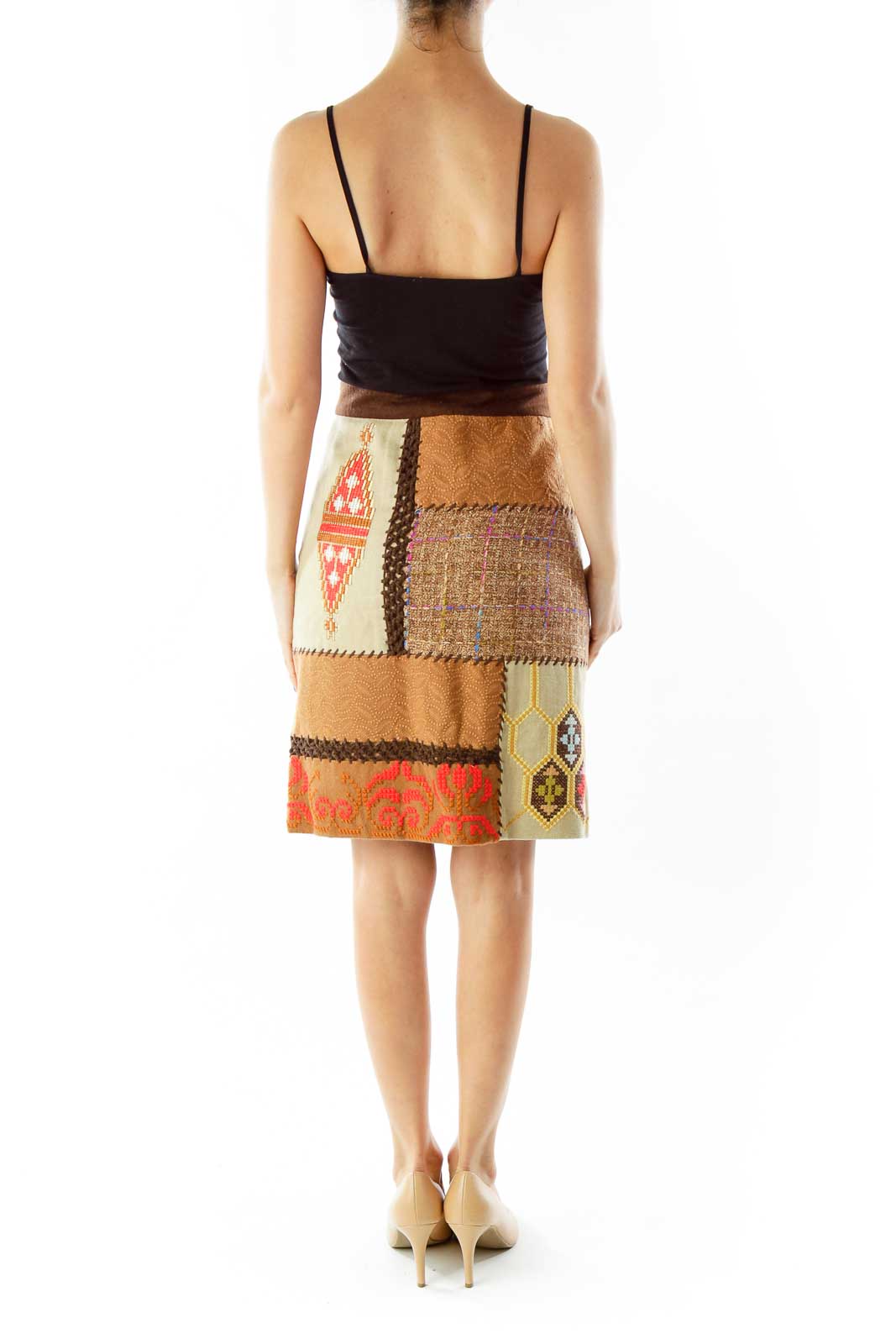 Brown Tribal Pencil Skirt