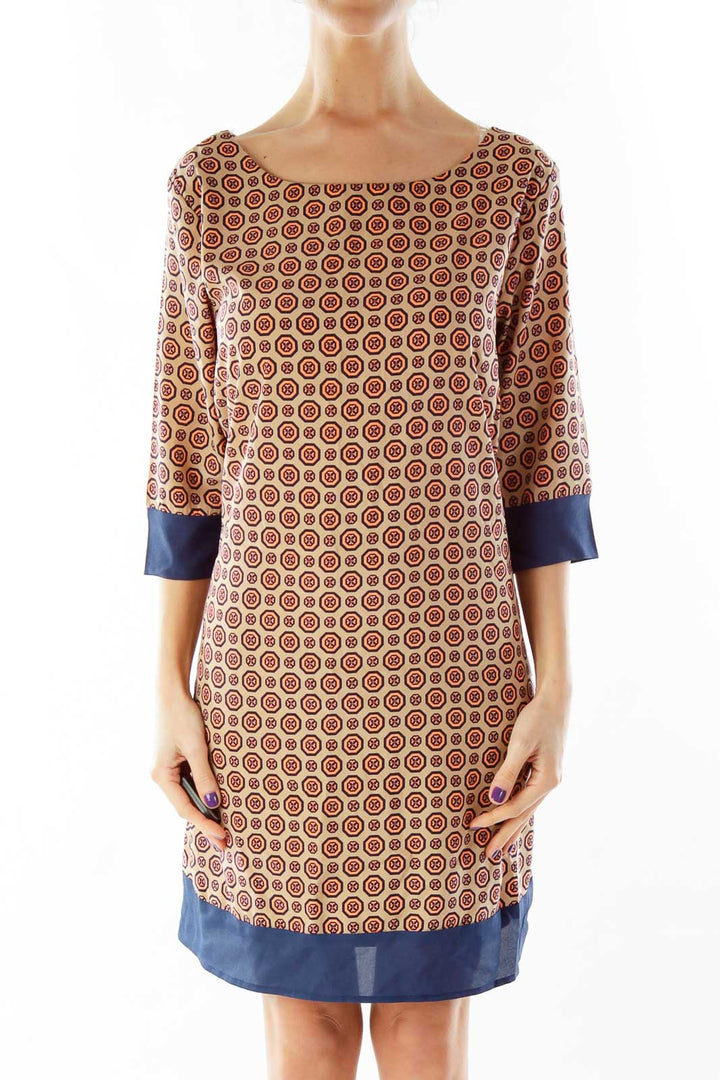 Cream Printed Shift Dress