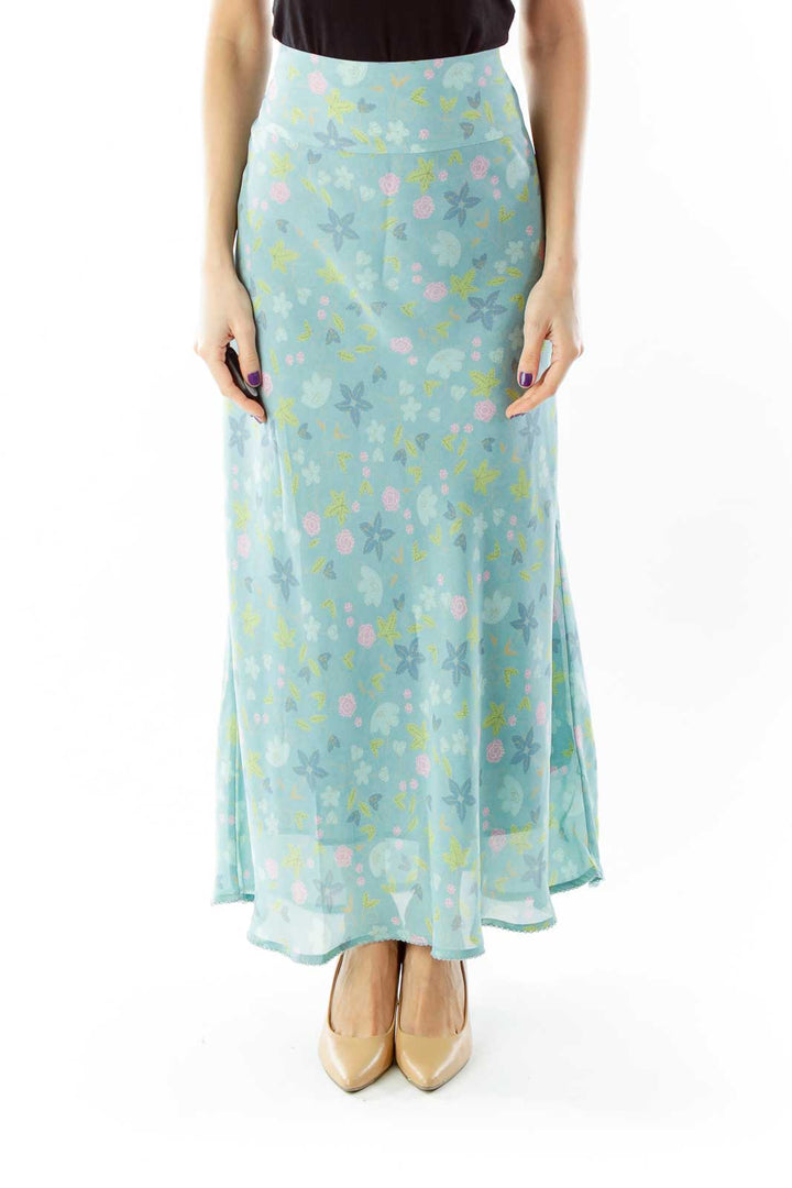 Green Floral Maxi Skirt