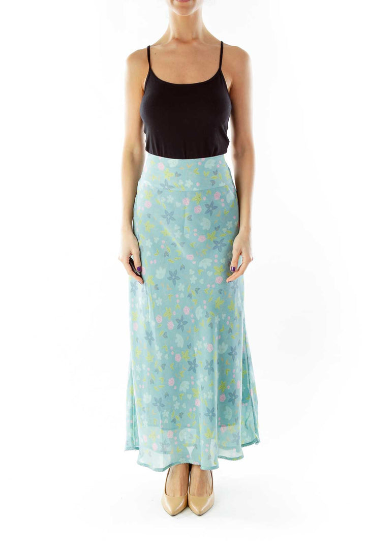 Green Floral Maxi Skirt