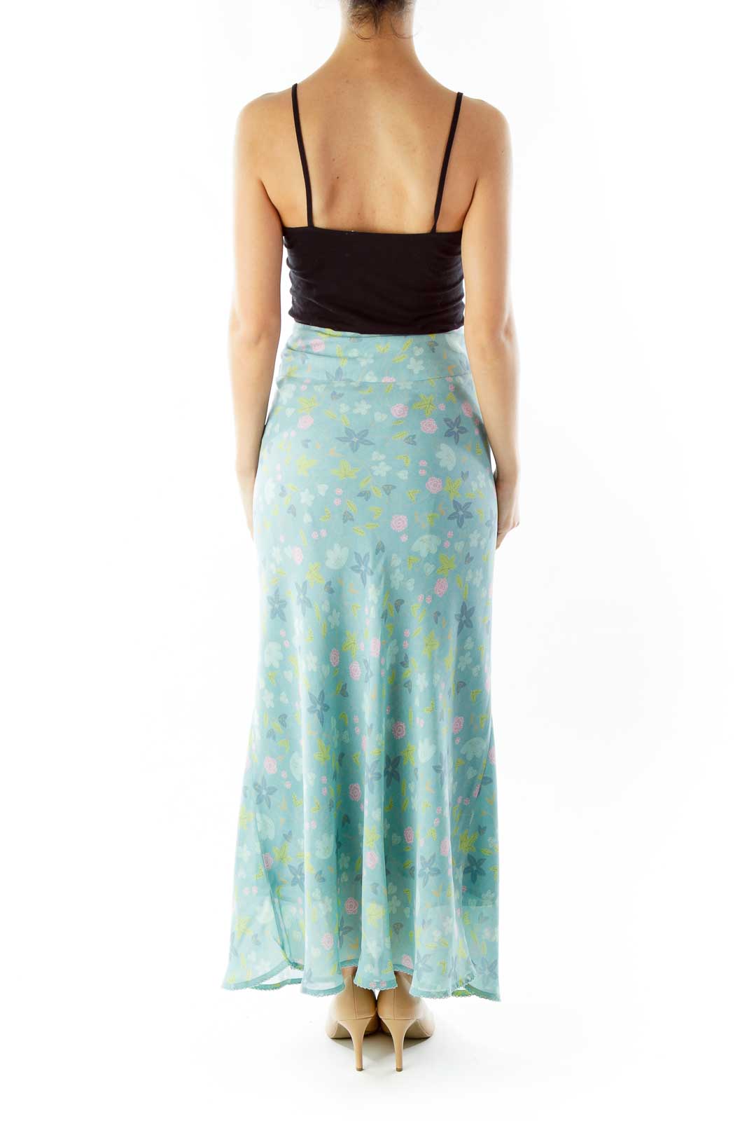 Green Floral Maxi Skirt