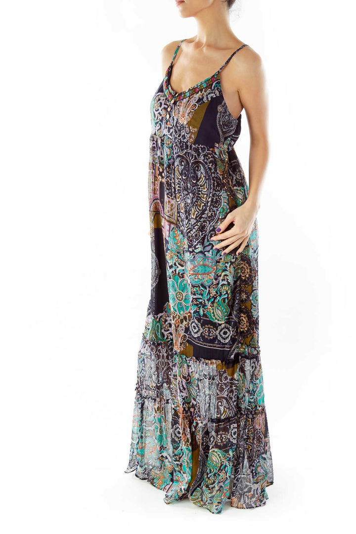 Navy Paisley Maxi Dress