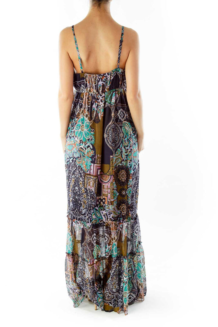 Navy Paisley Maxi Dress