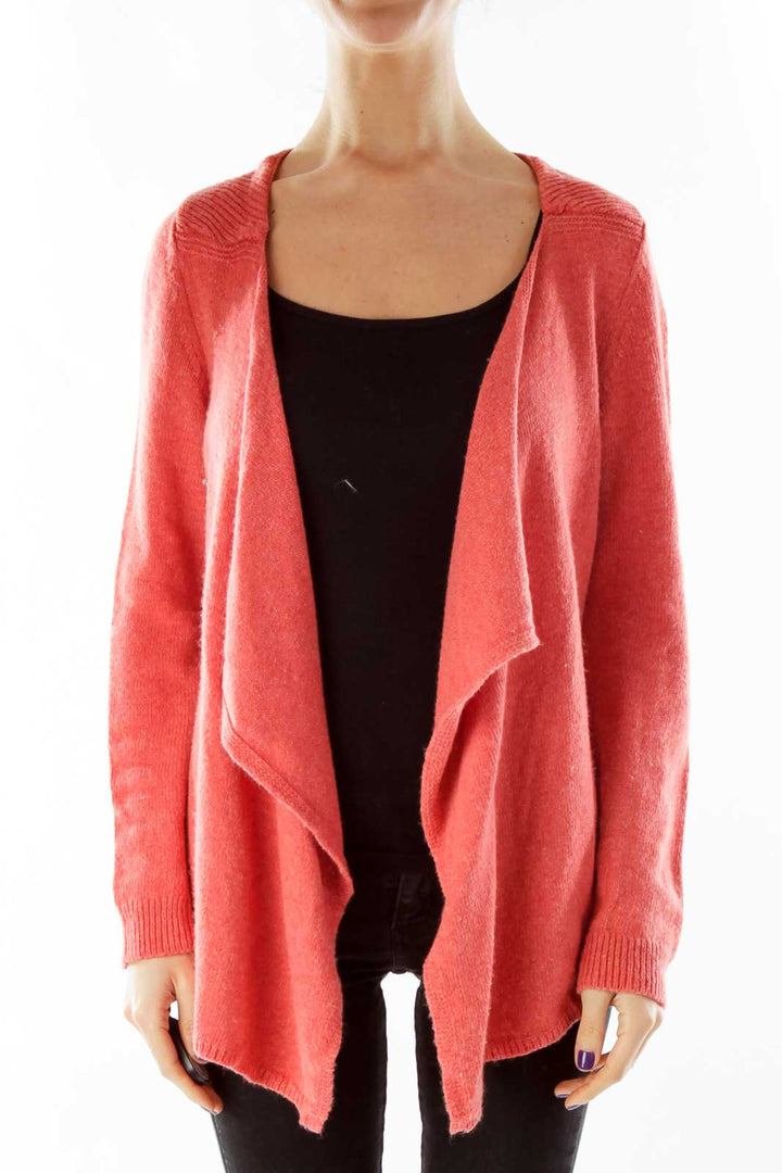 Orange Knit Wrap Cardigan