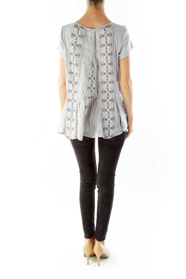 Gray Embroidered Blouse