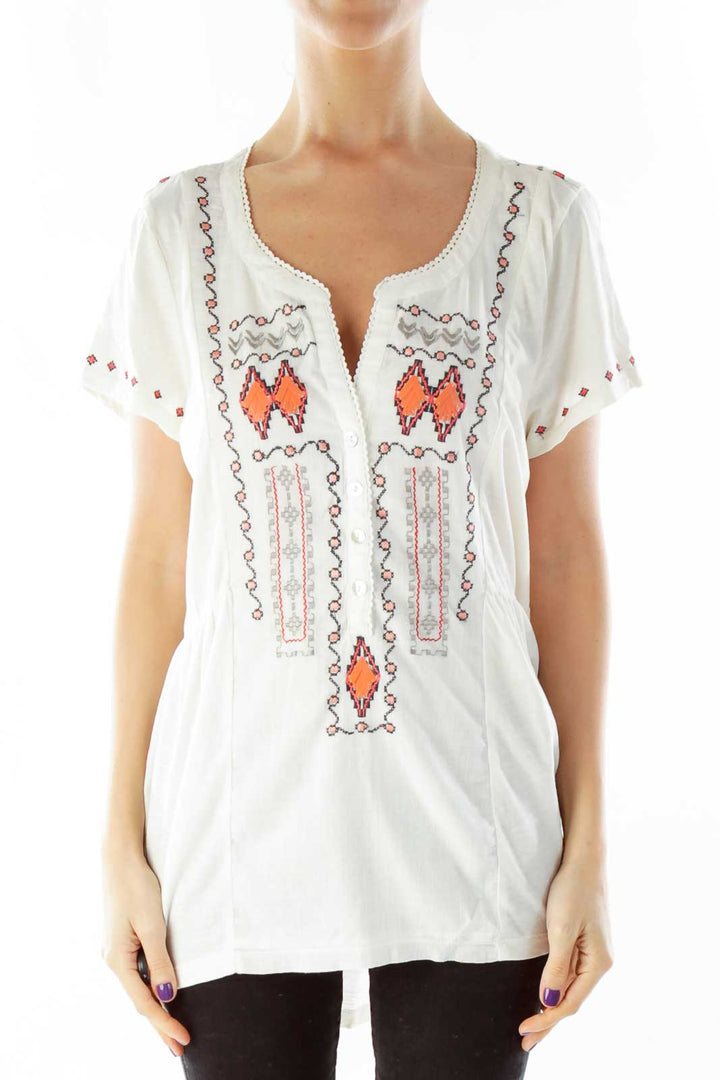 Cream Embroidered Blouse