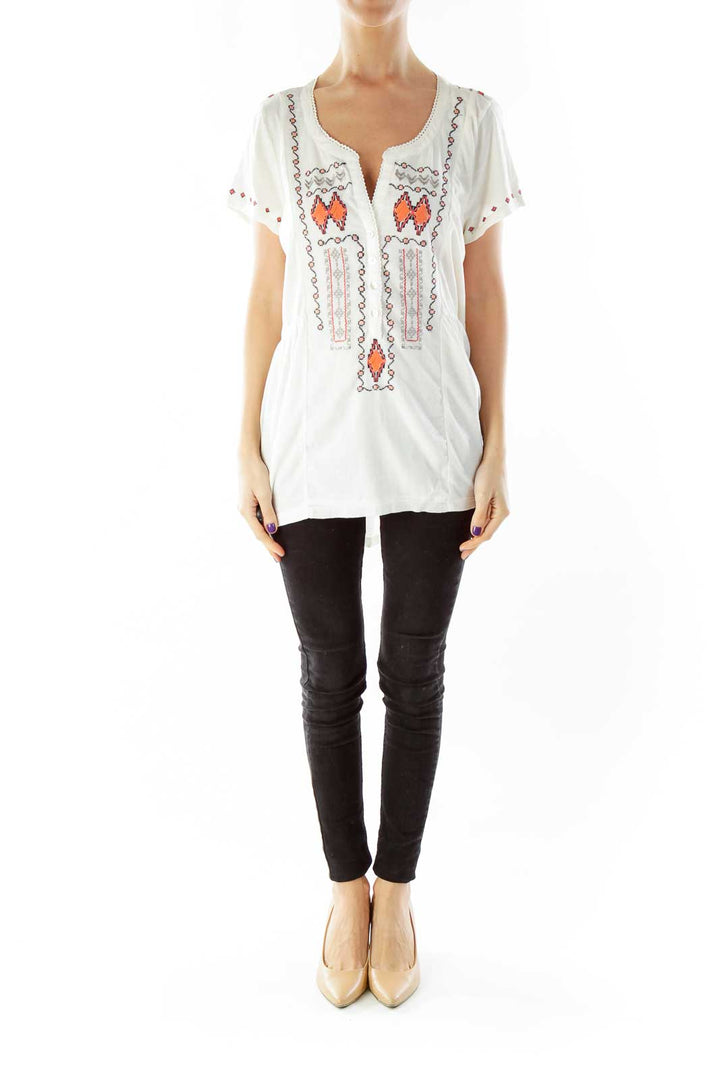 Cream Embroidered Blouse