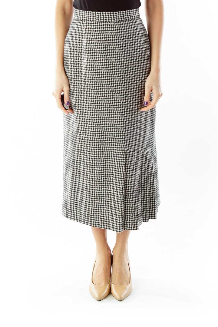 Black White Houndstooth Vintage Skirt