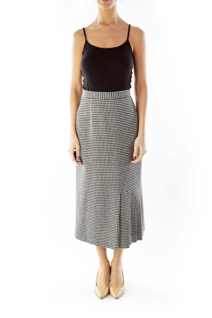 Black White Houndstooth Vintage Skirt