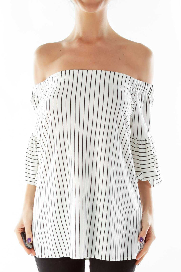 White Black Striped Blouse