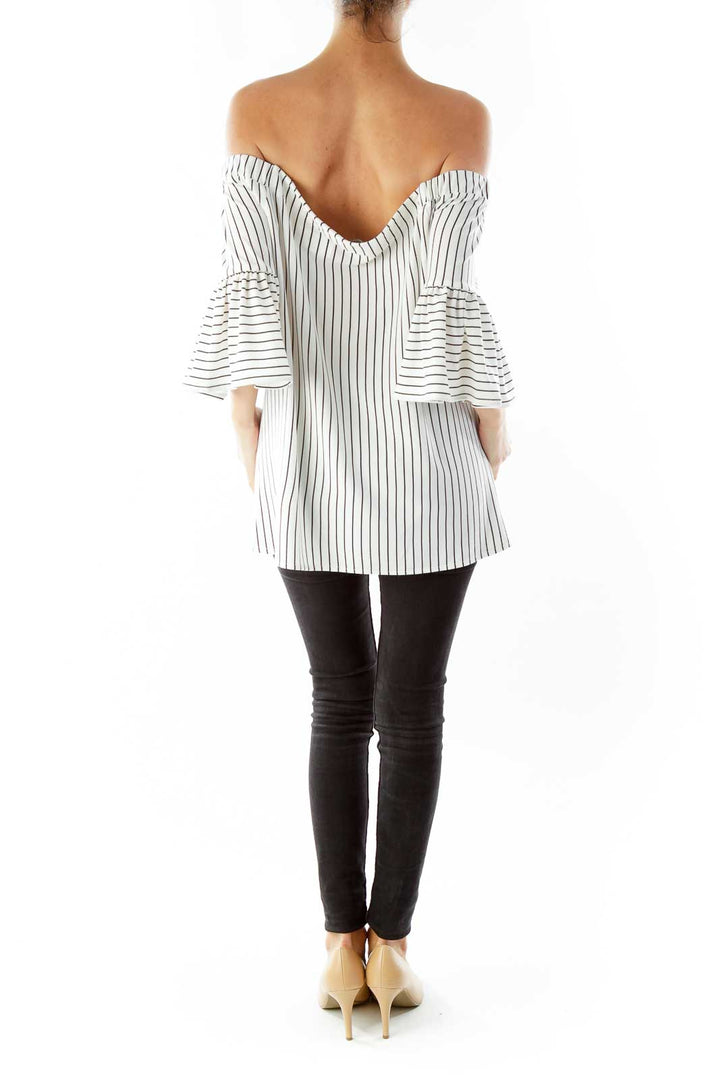 White Black Striped Blouse