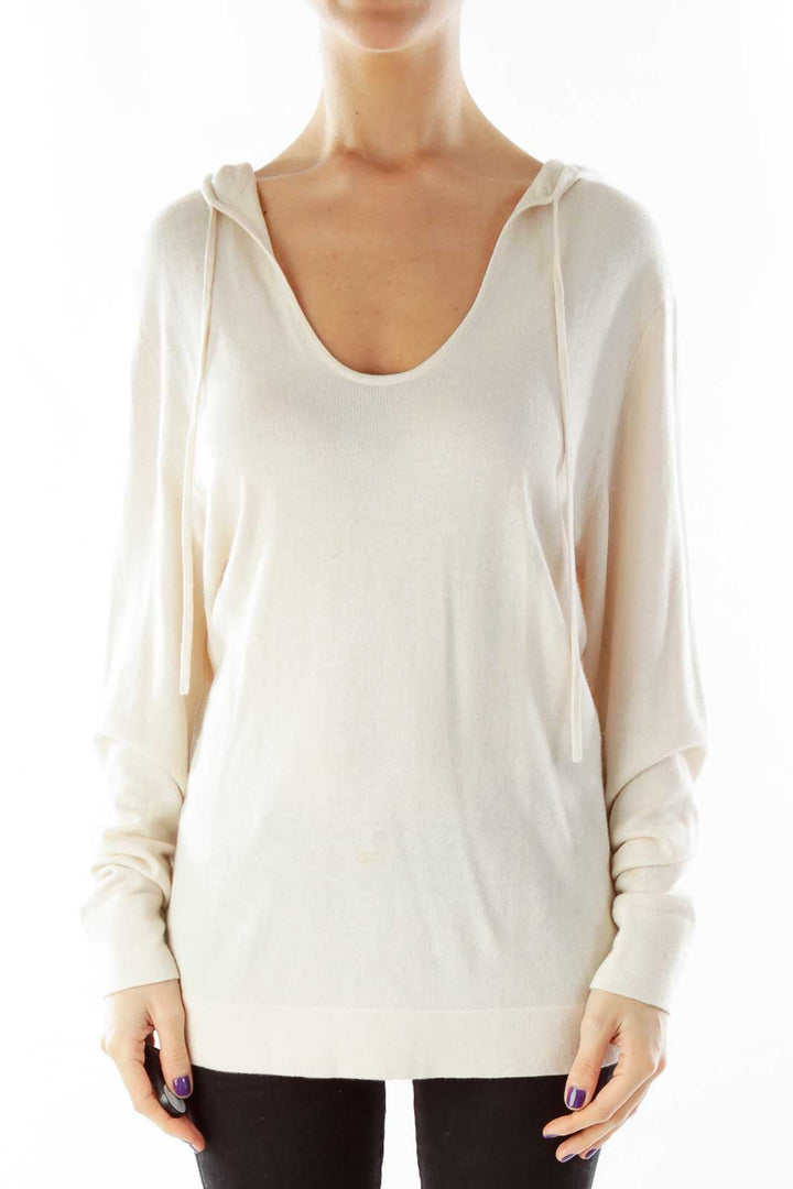 Cream Cashmere Hooded Sweater