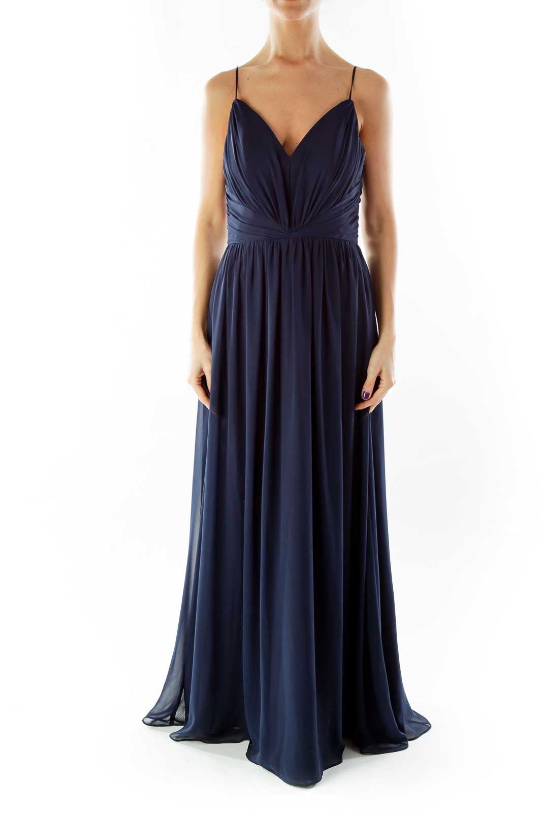 Navy V-Neck Gown