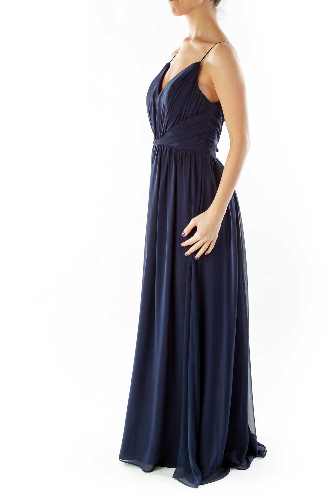 Navy V-Neck Gown