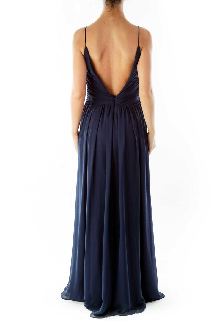 Navy V-Neck Gown