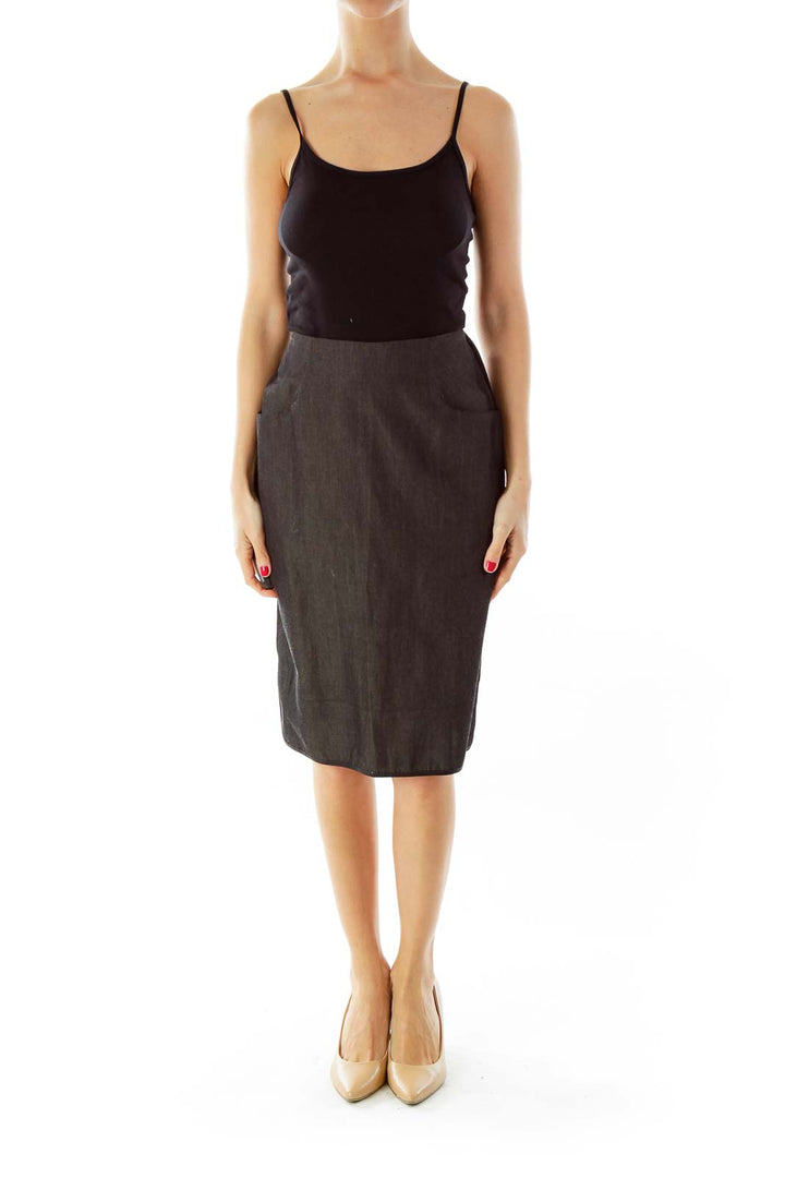 Gray Chambray Pencil Skirt