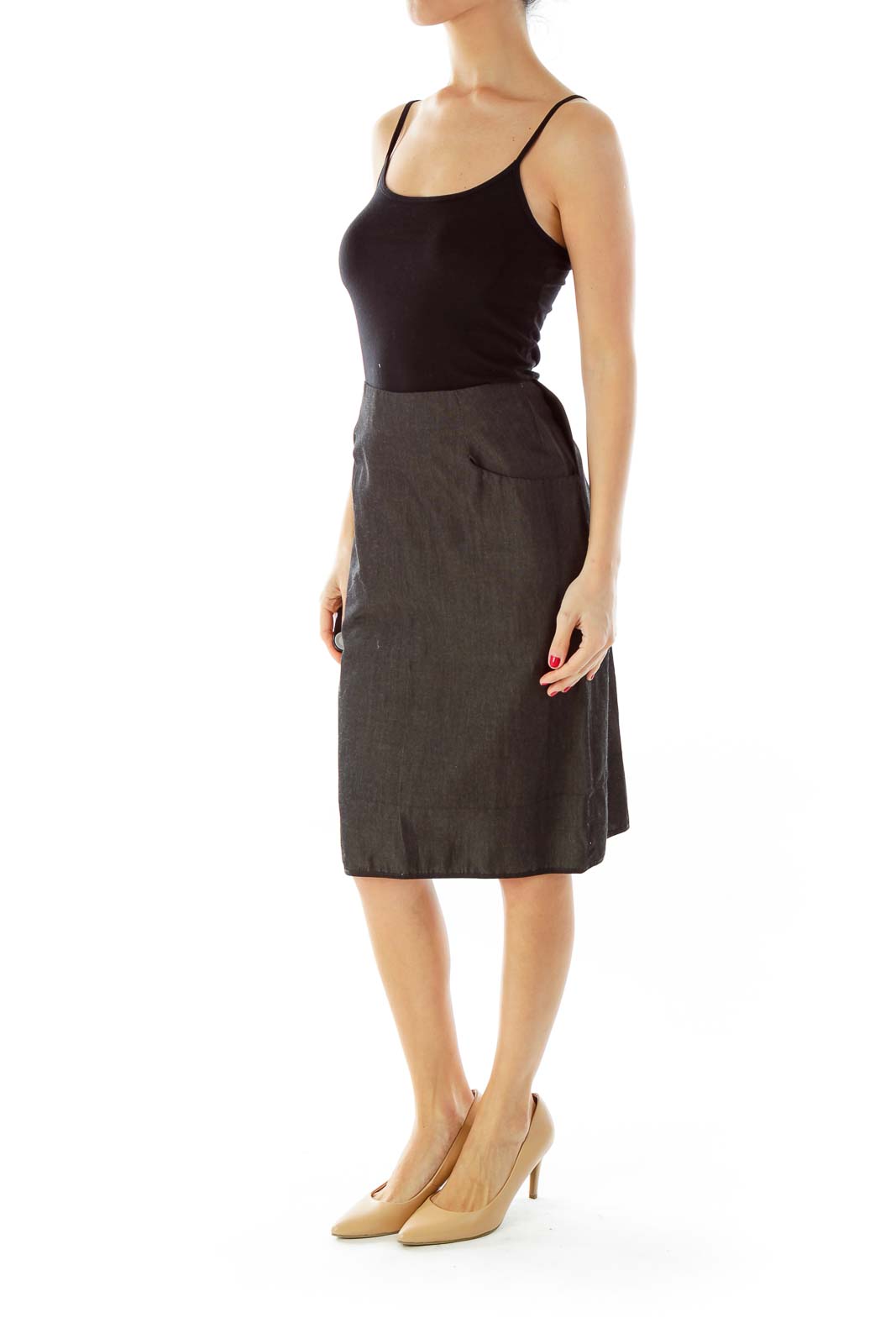 Gray Chambray Pencil Skirt