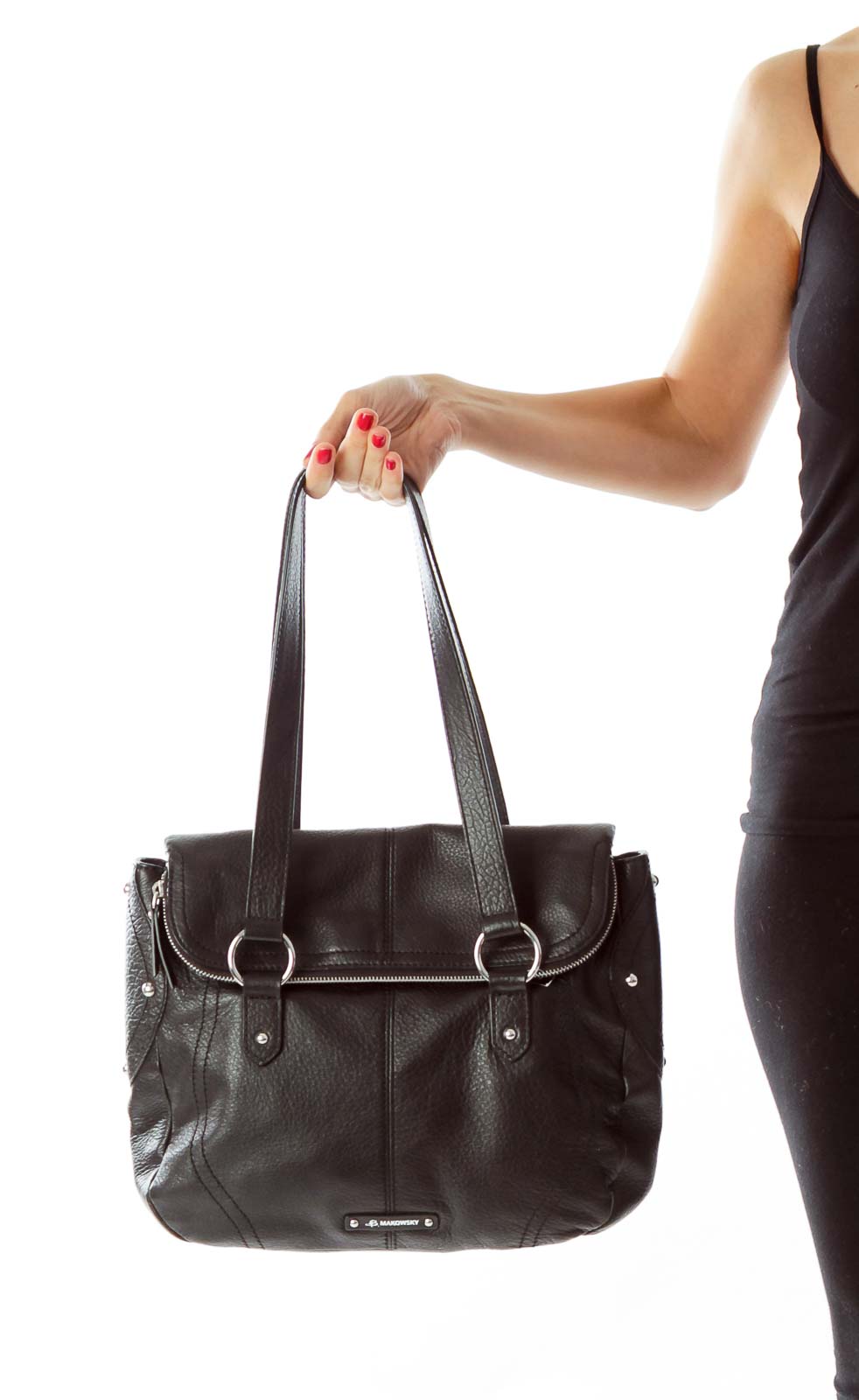 Black Double Strap Shoulder Bag