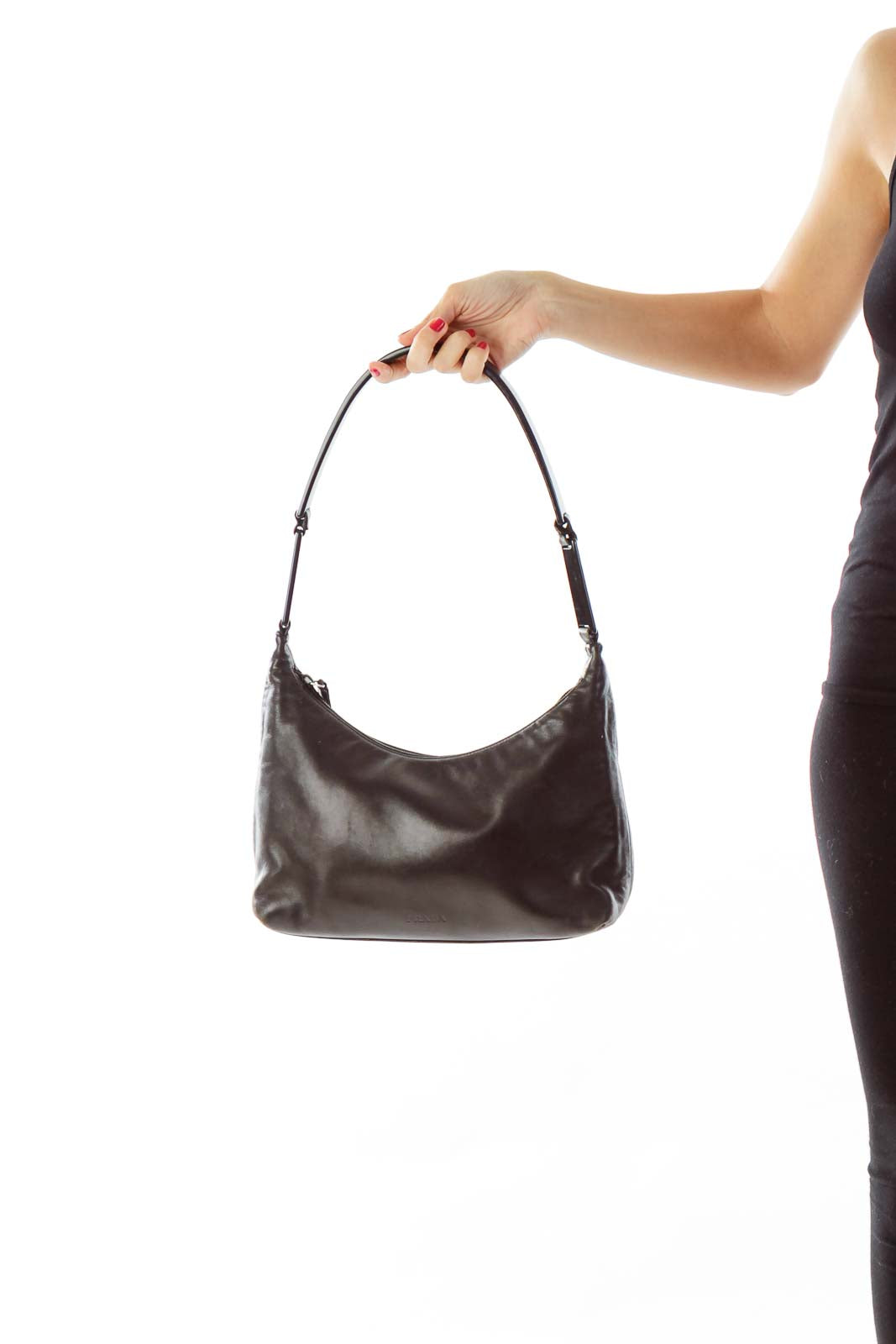 Black Plastic Handle Shoulder Bag